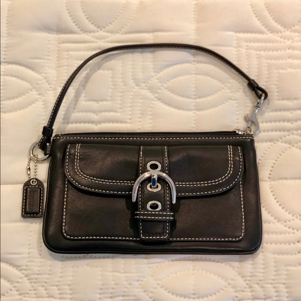 Coach Black Leather Wristlet